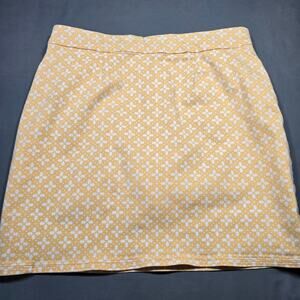 Croft Barrow Yellow White Geometric Mini Skirt Skort Stretch Activewear Women 12